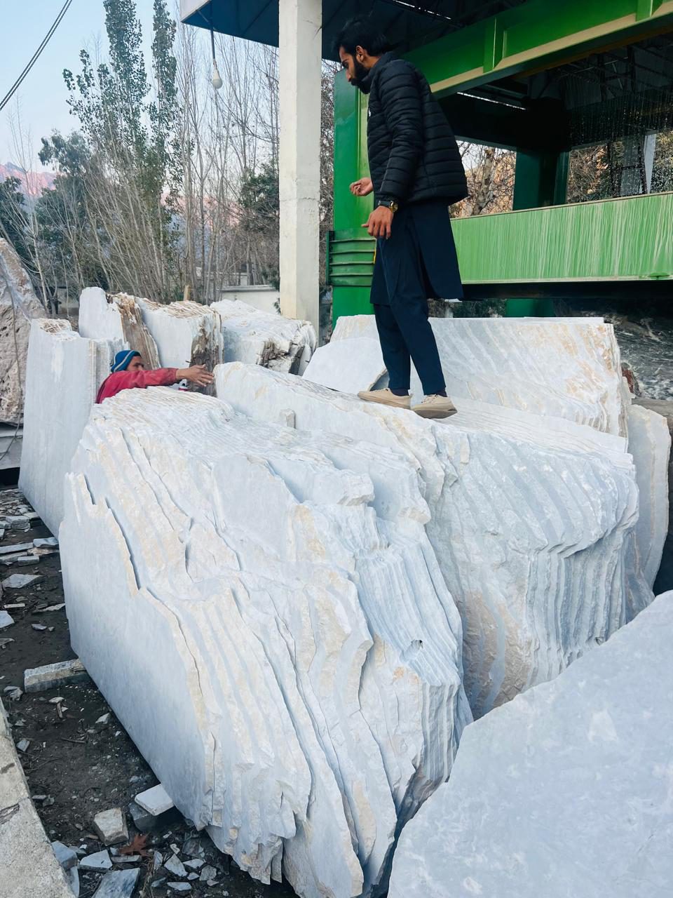 Marble blocks in the Fahad Marble & Granite yard